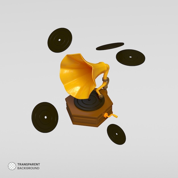 PSD icono de gramófono aislado 3d render ilustración