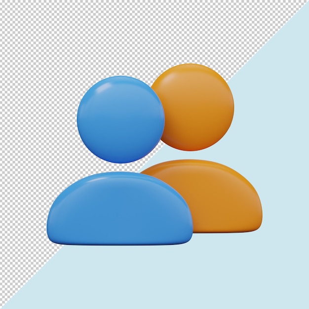 Icono de grupo de usuarios 3D render PSD Premium