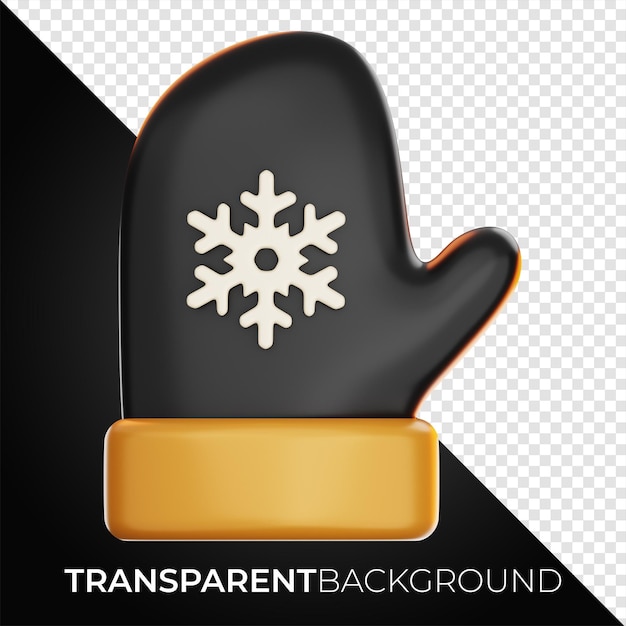 Icono de guante de Navidad premium Representación 3d sobre fondo aislado PNG