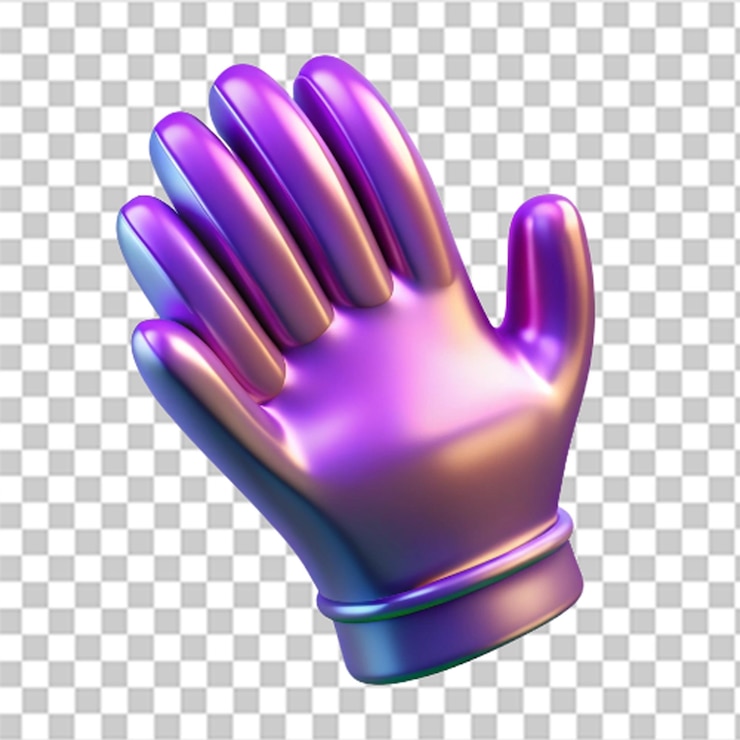 PSD icono de guantes de jardín de plástico brillantes en 3d con texturas detalladas y colores vibrantes