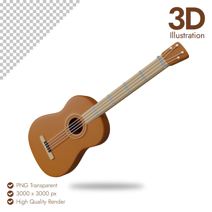 PSD icono de la guitarra bajo acústica 3d