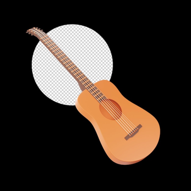 PSD icono de guitarra naranja estilo 3d sobre fondo negro