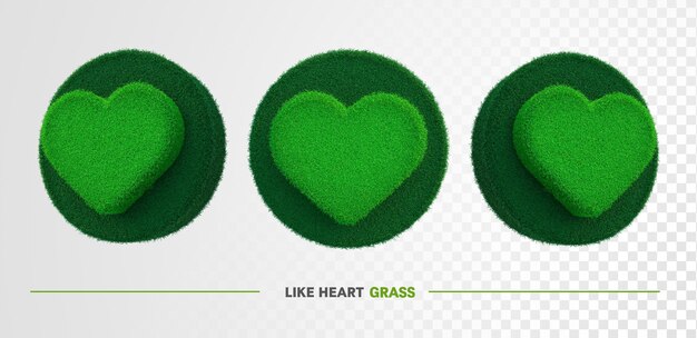 Icono le gusta el corazón en la hierba 3D Render realista