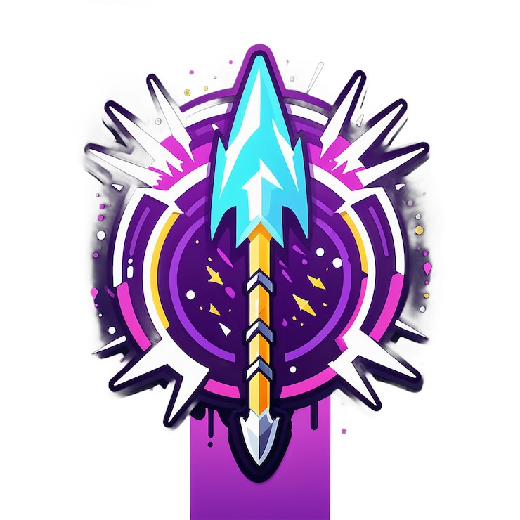 PSD icono de habilidad del juego lanza rodeada de relámpago sticker decal