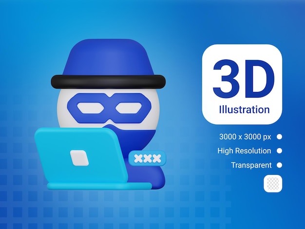 PSD icono de hacker 3d