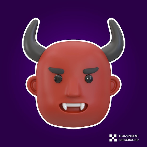 PSD icono de halloween de renderizado 3d - diablo de cabeza