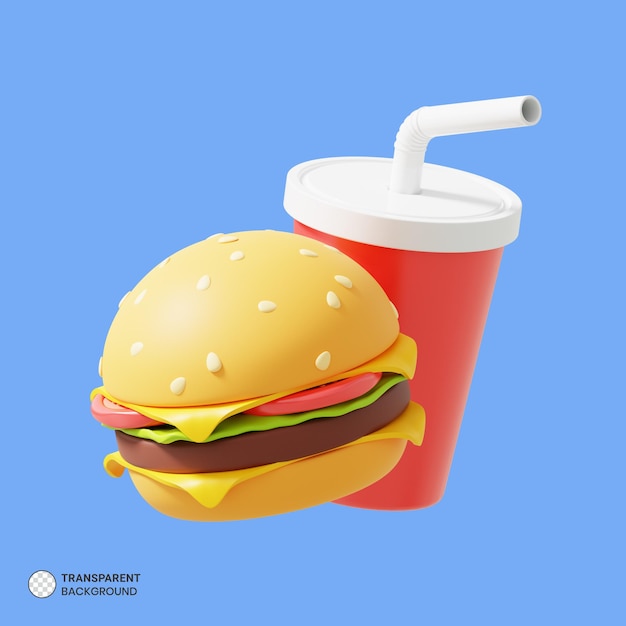 PSD icono de hamburguesa aislado 3d render ilustración