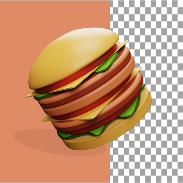 Icono de hamburguesa grande 3D relleno completo