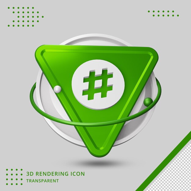 Icono de hashtag en renderizado 3d