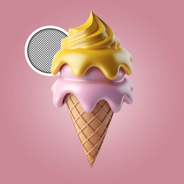 El icono del helado en 3d