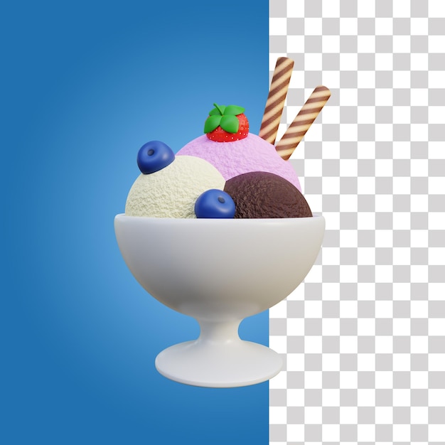 Icono de helado en 3d