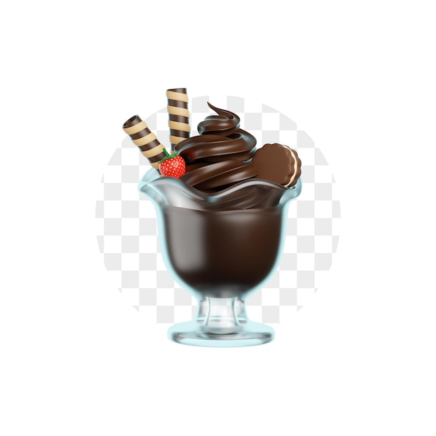Icono de helado de chocolate en 3D