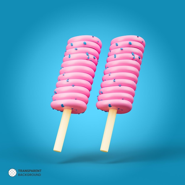 Icono de helado de chocolate aislado 3d Render ilustración