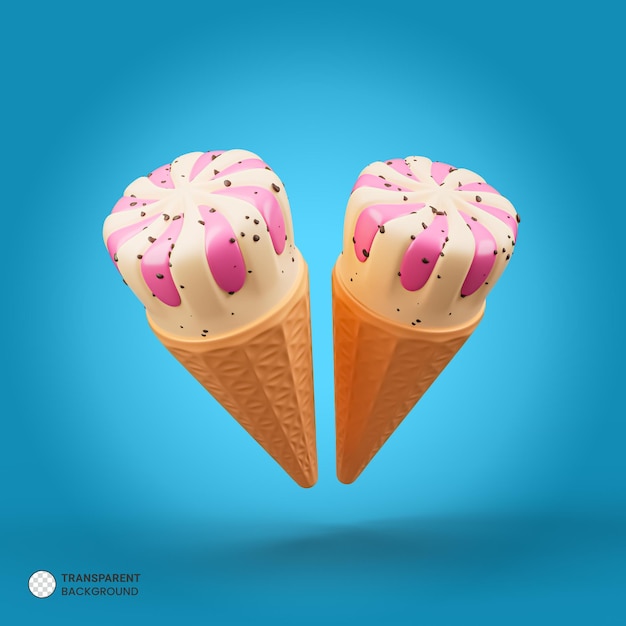 Icono de helado de chocolate aislado 3d render ilustración