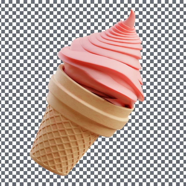 Icono de helado PSD 3D sobre fondo aislado y transparente
