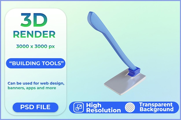 Icono de herramientas de construcción de azada de Render 3D