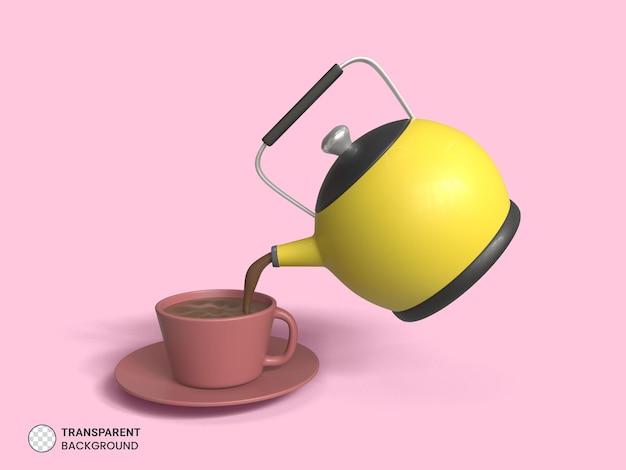 PSD icono de hervidor de té aislado 3d render ilustración