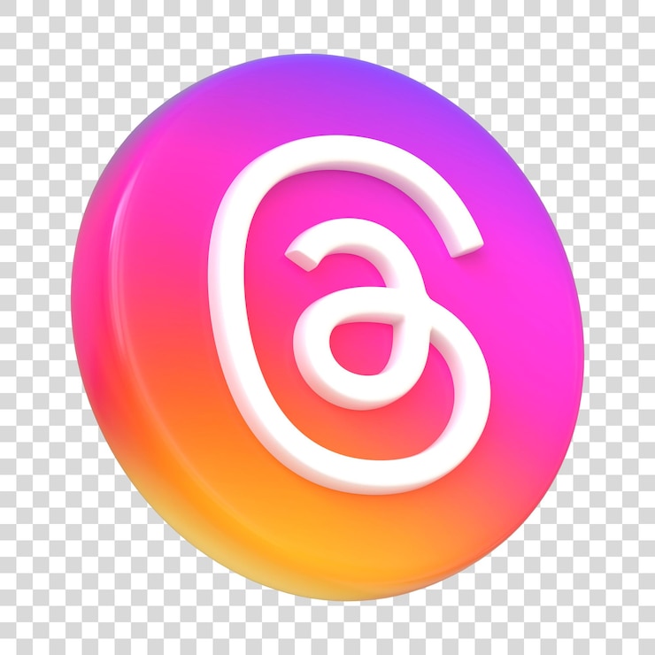 PSD icono de hilos aislado sobre fondo blanco aplicación de redes sociales botón redondo signo y símbolo del logotipo