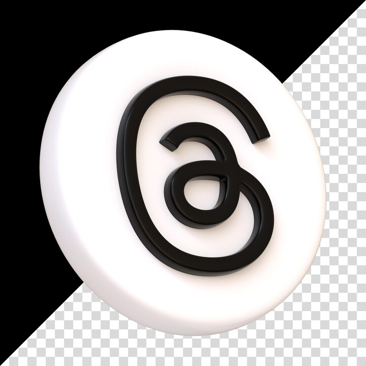PSD icono de hilos aislado sobre fondo negro aplicación de redes sociales botón redondo logotipo signo y símbolo