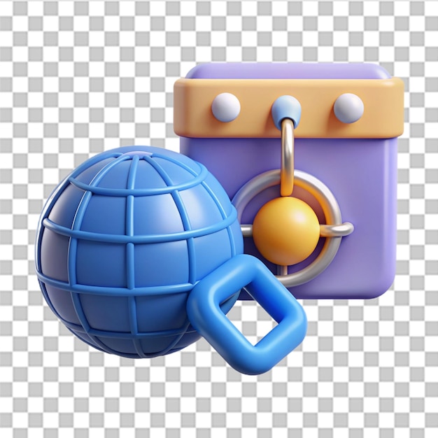 Icono de hipervínculo de computadora y globo 3D Búsqueda de señal WWW Tecnología de alojamiento web navegador búsqueda de página web Vector de moda y moderno en estilo 3D