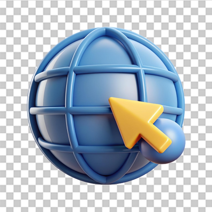 PSD icono de hipervínculo de globo 3d búsqueda signo www tecnología de alojamiento web navegador búsqueda página web vectorial moderno y de moda en estilo 3d