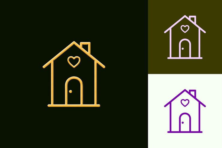PSD icono del hogar con un contorno de la casa y diseño minimalista decoración abstracto diseños de íconos minimalistas