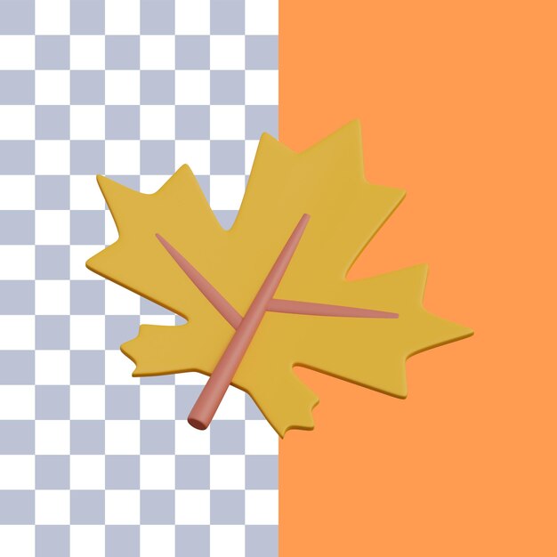 Icono de hoja de arce de otoño de representación 3d