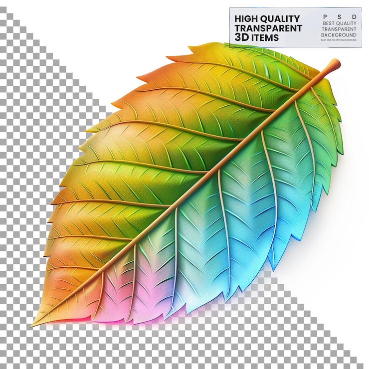 PSD icono de hoja de mango en 3d un icono de hoja de manga en 3d de colores en un fondo transparente