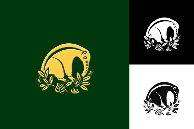 PSD icono de hormiguero con forma de hocico con ilustración de la frontera de américa central diseño de arte vectorial de animales