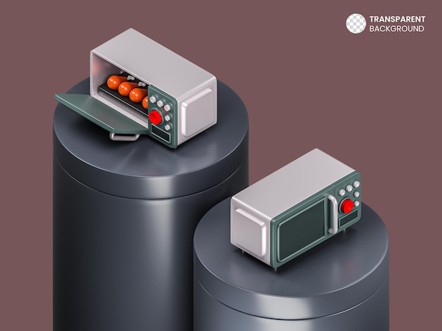 PSD icono de horno de microondas de procesamiento 3d aislado