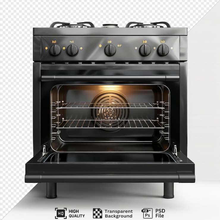 PSD icono de horno negro único ilustración de la estufa en un fondo transparente ilustración negra aislada icono del horno y la cocina en un fondo transparent ilustración libre de regalías