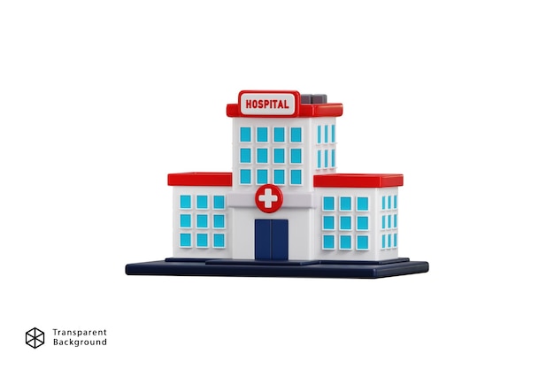 Icono del hospital 3d muestra el concepto de la clínica del hospital o el centro de atención médica Ilustración vectorial del icono