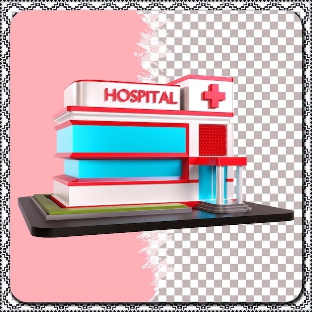 PSD icono de hospital moderno 3d