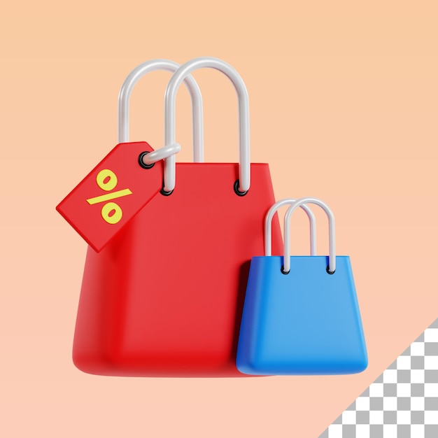 PSD icono de icono 3d de bolsa de compras