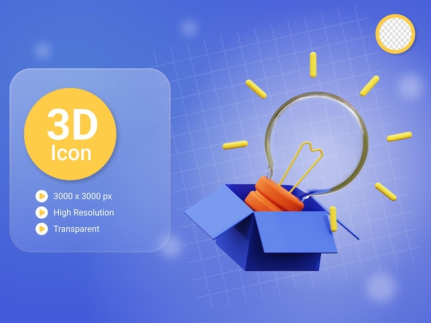 PSD icono de idea creativa en 3d