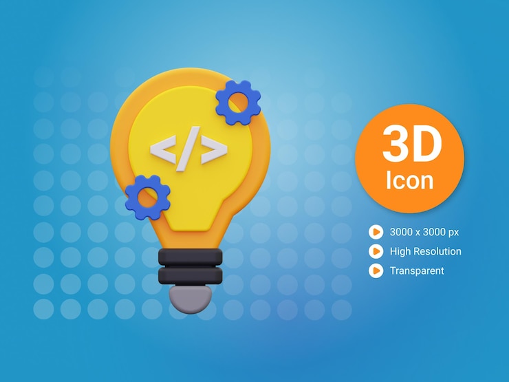 PSD icono de idea de desarrollo 3d