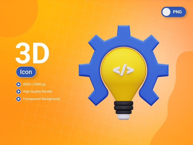 PSD icono de idea de desarrollo 3d