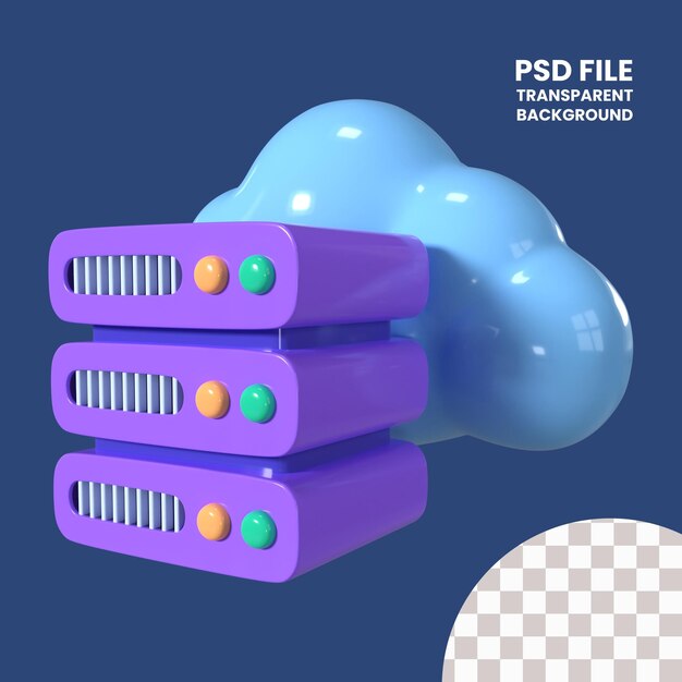 PSD icono de ilustración 3d de almacenamiento en la nube