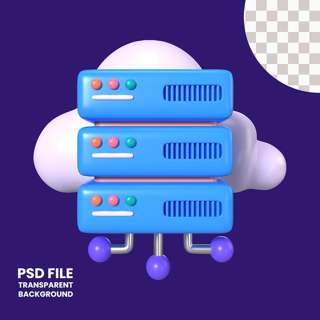 PSD icono de ilustración 3d de almacenamiento en la nube