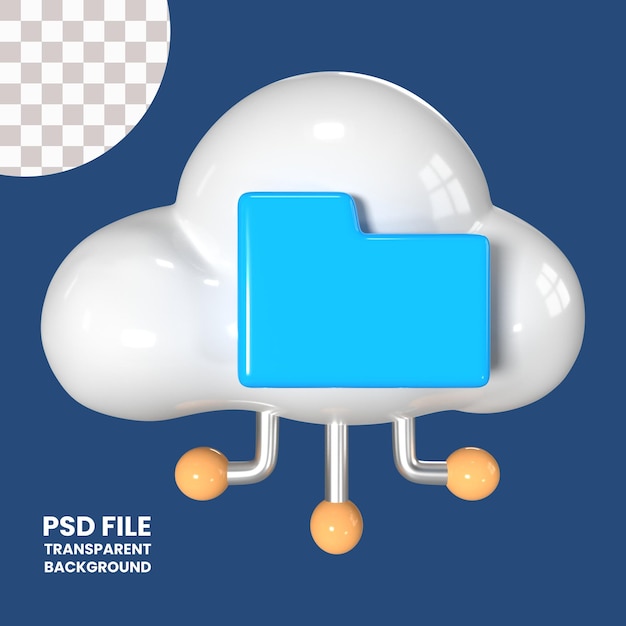 PSD icono de ilustración 3d de almacenamiento en la nube