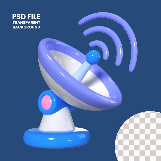 PSD icono de la ilustración 3d de la antena de satélite