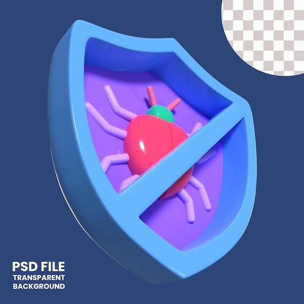 Icono de ilustración 3D del antivirus