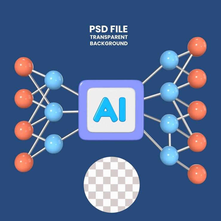 PSD icono de ilustración 3d de aprendizaje automático