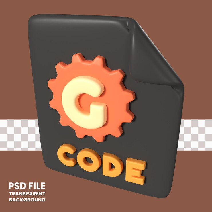 PSD icono de ilustración 3d del archivo de código g