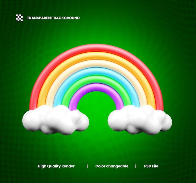 El icono de la ilustración 3D del arco iris o el icono web 3D del Arco iris