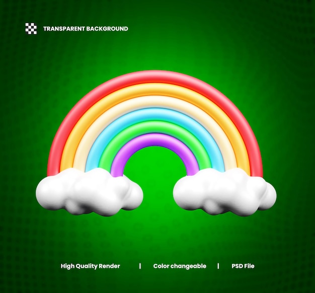 PSD el icono de la ilustración 3d del arco iris o el icono web 3d del arco iris