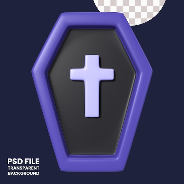 PSD icono de ilustración en 3d del ataúd