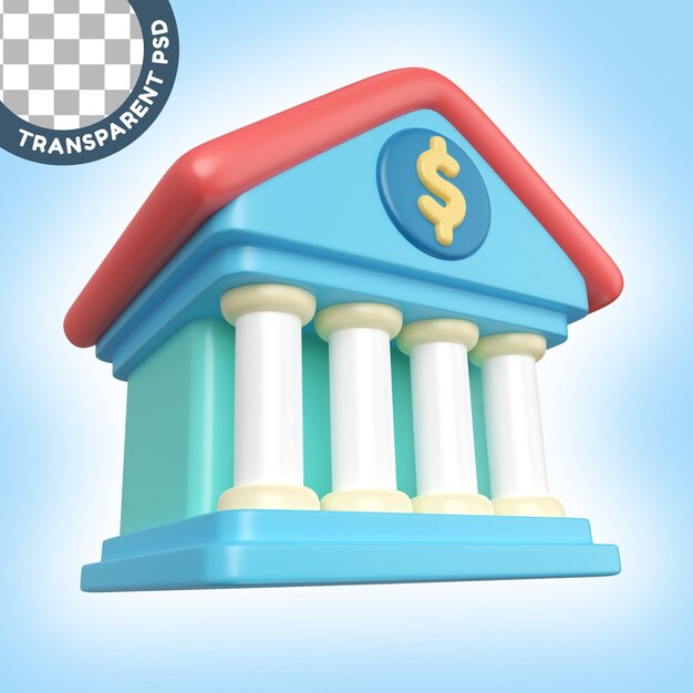 PSD icono de ilustración 3d del banco