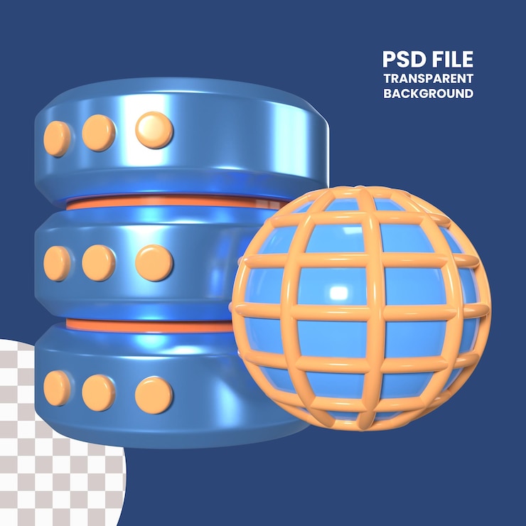 PSD icono de ilustración 3d de la base de datos