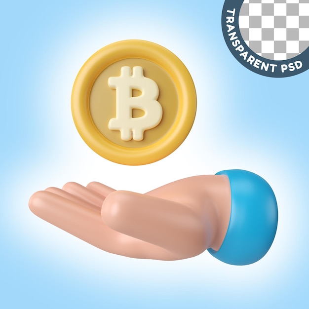 Icono de ilustración 3d de bitcoin